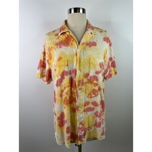 J. Crew Mens Tie Dye Good Loops Collared Short Sleeve T-Shirt